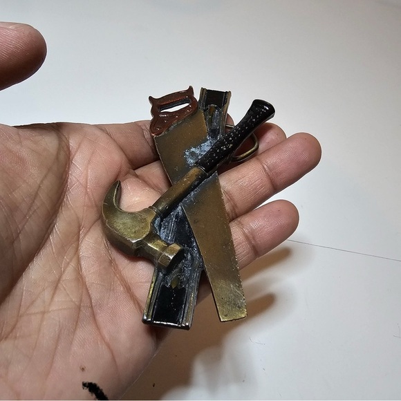 Vintage The Great American Buckle Company  Saw Hammer Level Brass Belt Buckle - Picture 3 of 10